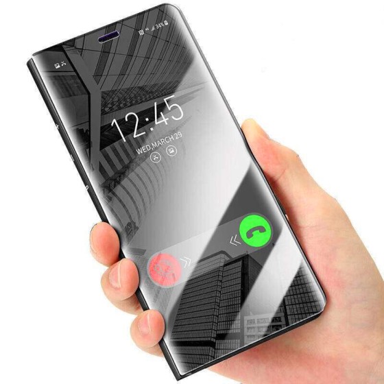 适用iPhone16电镀镜面手机壳苹果13翻盖立式支架皮套17PRO保护套