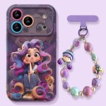 紫发公主挂链适用苹果17可爱手机壳iphone15新款硅胶16高颜值女生