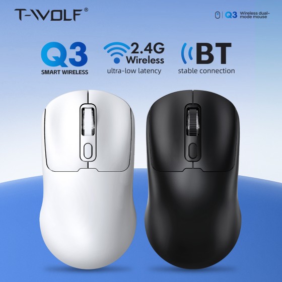 T-WOLF Q3滑鼠无线蓝牙双模充电静音500mAH跨境OZON沃尔玛热销