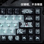 【跨境热卖款】俄文碳纤维纹暗黑天使键帽PC透光机械键盘按键