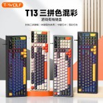 T-WOLF雷狼T13游戏键盘私模发光红轴手感有线键盘电脑通用电竞
