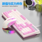 糖果喵蝰蛇KM800机械手感电竞游戏键盘鼠标有线发光套装98键办公