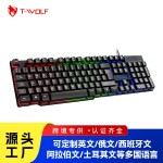 雷狼T20有线键盘USB发光游戏电脑悬浮式机械手感电竞背光防水
