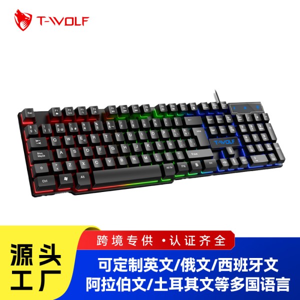 雷狼T20有线键盘USB发光游戏电脑悬浮式机械手感电竞背光防水