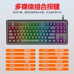 雷魁DG87有线等高线侧刻键盘机械手感 吃鸡游戏USB台式笔记本通用