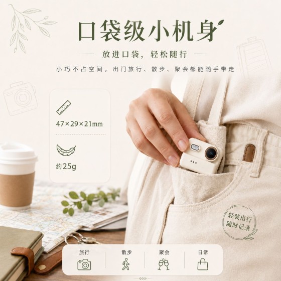 新款跨境迷你拇指相机口袋背包挂件便携Vlog可拍照录像学生党随身