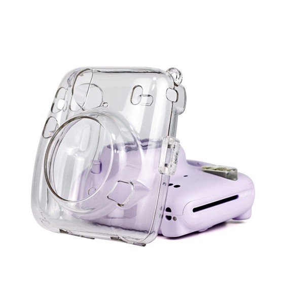 拍立得instax mini11透明收纳壳 耐用防刮防摔pc水晶壳保护套配绳
