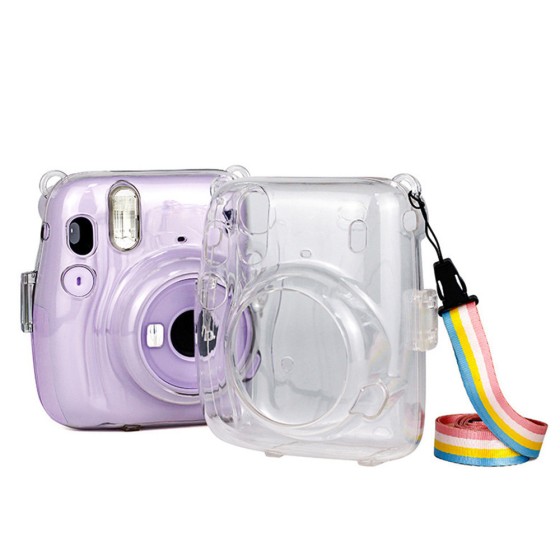 拍立得instax mini11透明收纳壳 耐用防刮防摔pc水晶壳保护套配绳