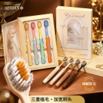 礼盒4支装多巴胺成人软毛牙刷圆柱防滑手柄护龈宽头情侣家用牙刷