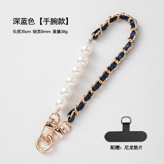 珍珠手机链穿皮手腕带短款电话挂绳创意手机挂链替换手机挂绳女款