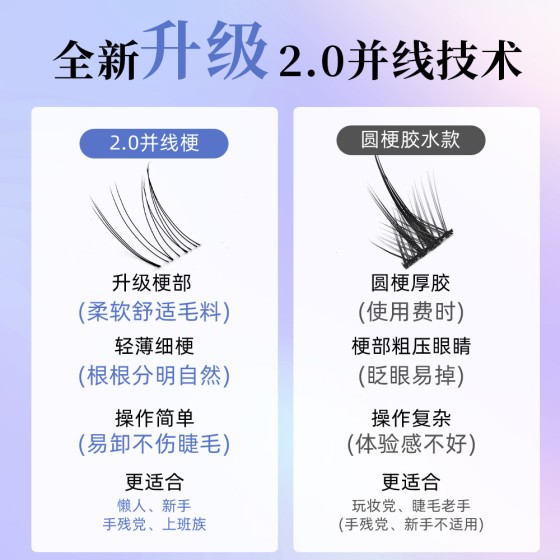 呼吸感小奶狐假睫毛斜飞自然大容量睫毛书分段式单簇凌乱仿真妈生