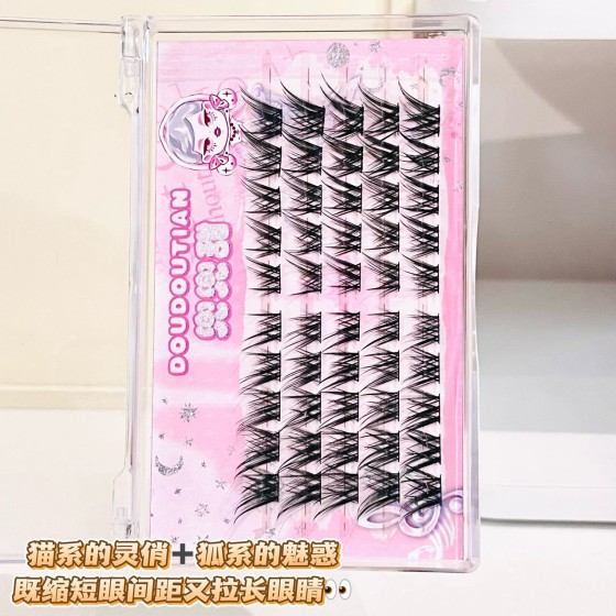 兜兜甜阴郁蝶女狐系斜飞假睫毛自然仿真蝶系J翘嫁接感拉长眼尾睫