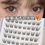免胶黑棕色藤蔓猫爪假睫毛氛围感自然狐系斜飞仿真分段式眼睫毛