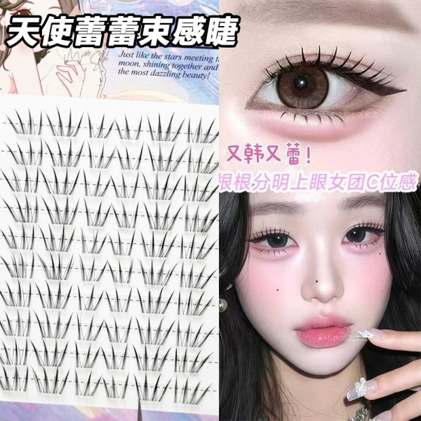 免胶天使蕾蕾日系束感假睫毛自然仿真清透束感蕾蕾完全爱豆感