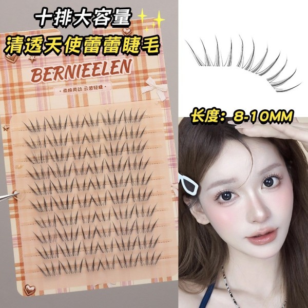 大容量十排天使蕾蕾睫免胶上镜韩蕾湿尖感假睫毛根根分明浓密自然