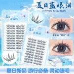 夏日蓝眼泪假睫毛海盐气息梦幻单簇卷翘撞色分段式狐系假睫毛纯野