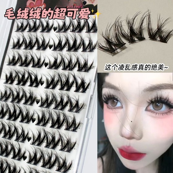 5D浓密大花卷懒人睫毛假睫毛单簇自然新品分段混血三部曲新手仿真