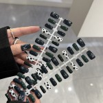 预制甲墨绿豹纹秋冬新款精品穿戴美甲纯色甜酷通勤风30片装假甲片