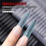 欧美新品实心长尖深V带辅助线浅贴尖型细狗长梯美甲延长甲片店用