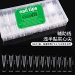 欧美新品实心长尖深V带辅助线浅贴尖型细狗长梯美甲延长甲片店用