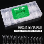 欧美新品实心长尖深V带辅助线浅贴尖型细狗长梯美甲延长甲片店用
