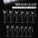 新款深V甲片超长梯形长水管浅半贴高AB点自然延长贴片美甲店专用