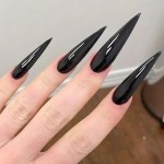 欧美长尖甲片暗黑辣妹穿戴假指甲可拆卸纯色美甲甲片false nails