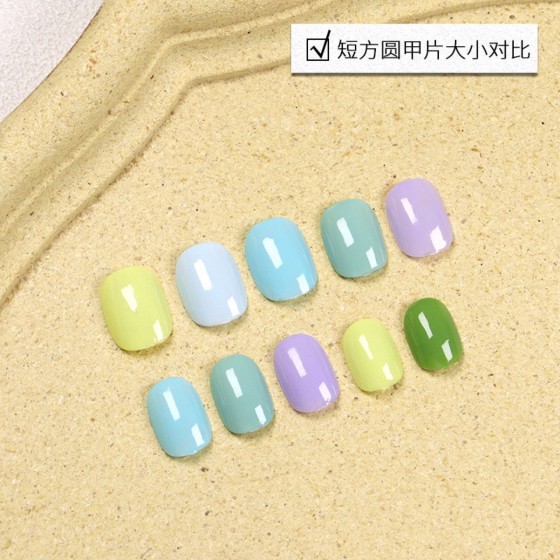 美甲打版甲片跨境单号椭圆色卡甲片透明色日式色板短方圆200片装