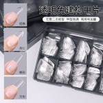 美甲免建构半磨砂甲片美甲店专用直方瘦梯杏仁免刻磨全半两用指甲