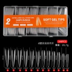 跨境美甲超长水管甲片假指甲贴片240片盒装透明全贴大码牛仔批发