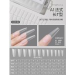 超薄细狗美甲甲片半贴全贴月牙免刻磨长梯形假指甲贴片无痕甲片