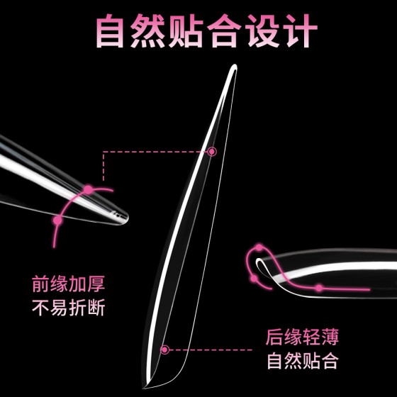 跨境热卖超长水管甲辣妹风假指甲贴片XXXL透明美甲甲片240片盒装