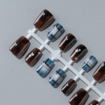 预制甲栗子蓝格纹中方穿戴美甲秋冬新款纯欲轻奢风30片全码假甲片