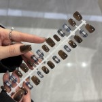 预制甲栗子蓝格纹中方穿戴美甲秋冬新款纯欲轻奢风30片全码假甲片