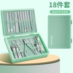 跨境新款18件套装斜口指甲刀便携死皮剪美甲防飞溅修脚工具套装