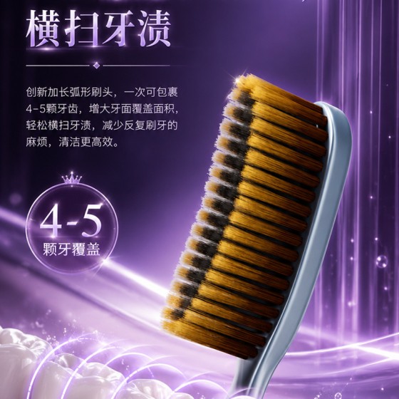 创新高效大头洁净长刷头成人软毛高档细丝高颜值懒人家用加长牙刷