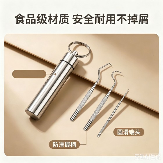 304不锈钢牙签便携式剔牙工具清洁口腔护理牙线牙针牙缝勾针牙签