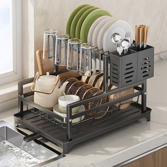 外贸碗碟收纳架 多功能台面置物架 厨房收纳碗筷架家用沥水碗碟架