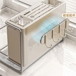 奶油风刀架筷筒收納架多功能厨房菜板置物架台面筷子筒壁挂收纳筒