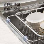 水槽沥水篮不锈钢洗碗池洗菜盆伸缩厨房置物架碗碟收纳架厨房用品