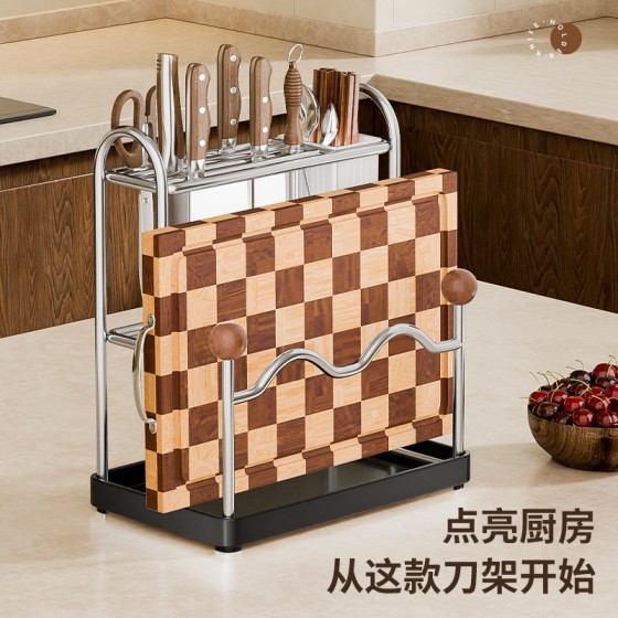 厨房收纳置物架筷笼菜板架刀架家用台面锅架刀具放厨具不锈钢神器