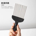 男士油头梳黑人烫造型钢梳宽齿插梳卷发纹理专业理发钢针插梳