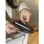 跨境热卖2026新款真皮配帆布手拿包女长款钱包高级头层牛皮手拎包
