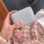 韩版甜美ins短款女士钱包2026新款粉色蝴蝶结拉链零钱包跨境货源
