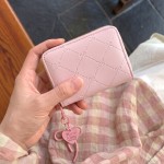 韩版甜美ins短款女士钱包2026新款粉色蝴蝶结拉链零钱包跨境货源