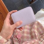 韩版甜美ins短款女士钱包2026新款粉色蝴蝶结拉链零钱包跨境货源