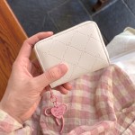韩版甜美ins短款女士钱包2026新款粉色蝴蝶结拉链零钱包跨境货源
