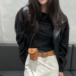 韩国新款时髦小腰包皮带装饰气质小包卡包高级感磨砂复古耳机包