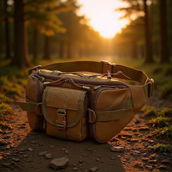 奥卡利户外运动防水腰包钓鱼多功能胸包男女迷彩潮流商务吃鸡腰包