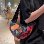 印花包单肩包月牙包独眼虎潮真皮时尚休闲斜挎背包男女包腰包胸包